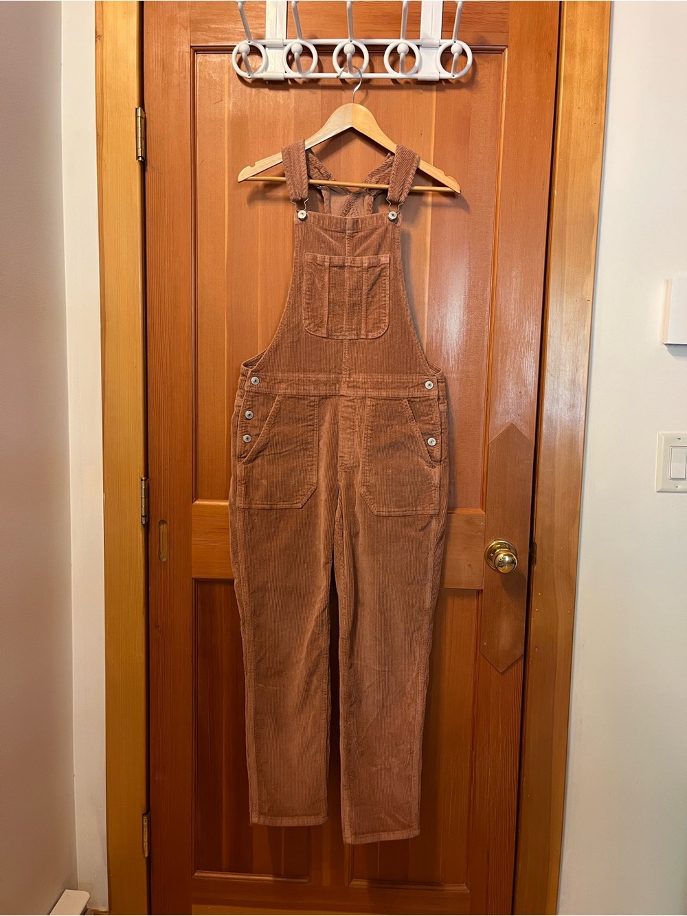 Corduroy Women's Overalls in Rustic pink/brown